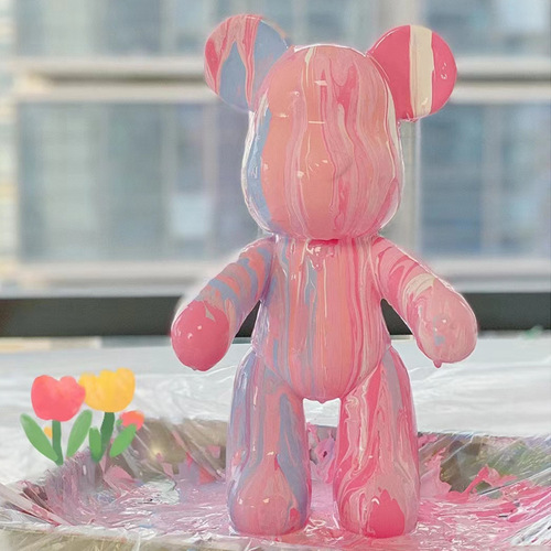 DIY Internet Celebrity Color Fluid Bear White Base Handmade Violent Bear Graffiti Coloring Painted Silicone Doll Street Stall Toy Wholesale