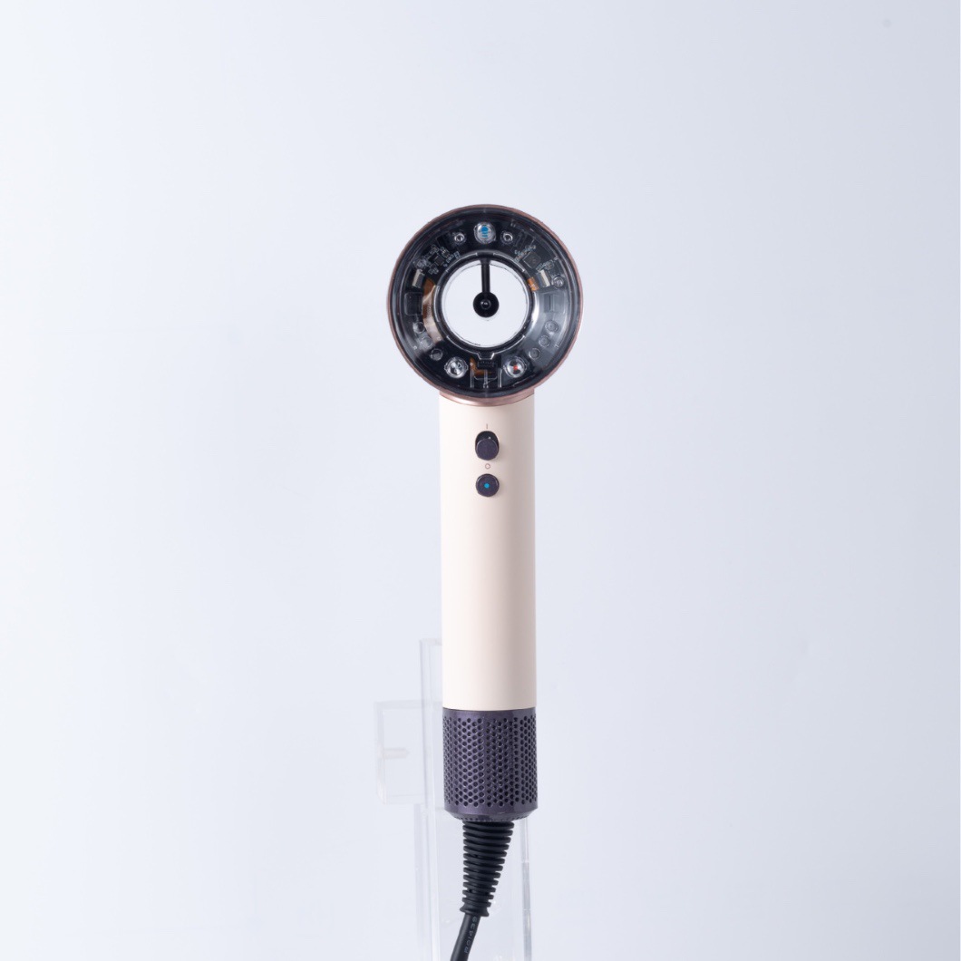 Secador de pelo de alta velocidad transparente de Amazon, secador de pelo Huaqiang Bei, tubo de secador de pelo sin hoja para uso doméstico