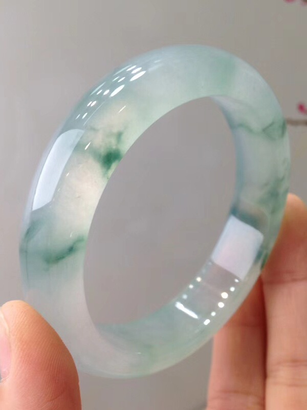 Yunnan ice floating flower jade bracelet ice through high-end old pit men's and women's jade bracelet is ring through ice glutinous