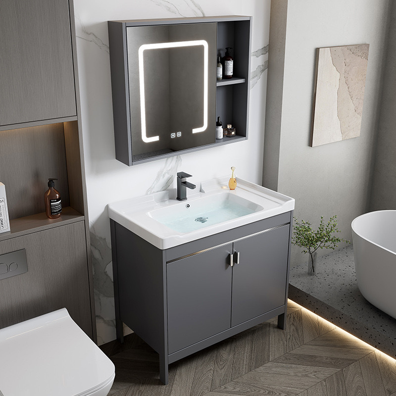 Mueble de baño de aluminio de espacio de roca, baño combinado, lavabo de lavado de cara transfronterizo, lavabo de un solo apartamento, lavabo de una pieza
