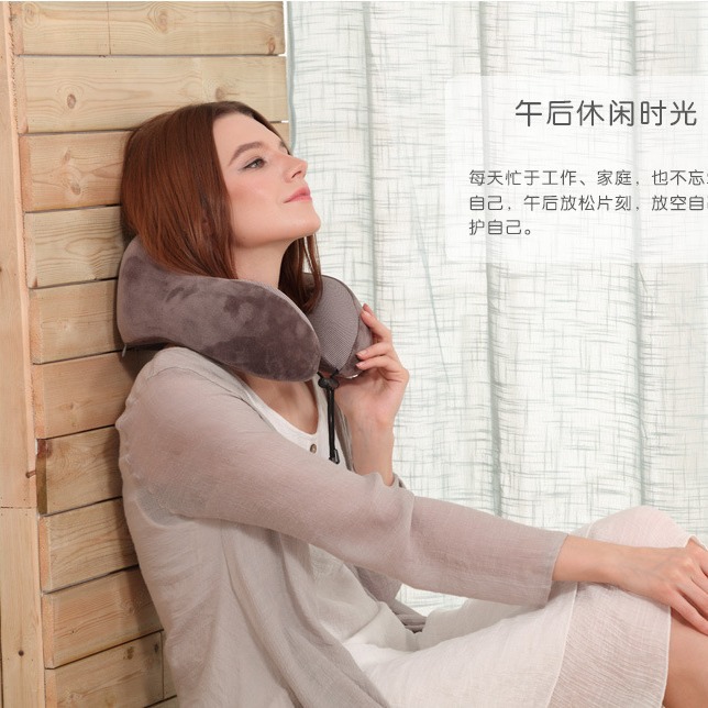 Algodón de memoria de rebote lento almohada en forma de U almohada en forma de U personalizada avión casero viaje almohada de cuello almohada de cuello plegable