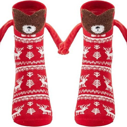 Hand sock lovers magnetic suction cute in hand Christmas cotton paste magnet tube socks_voghion.com