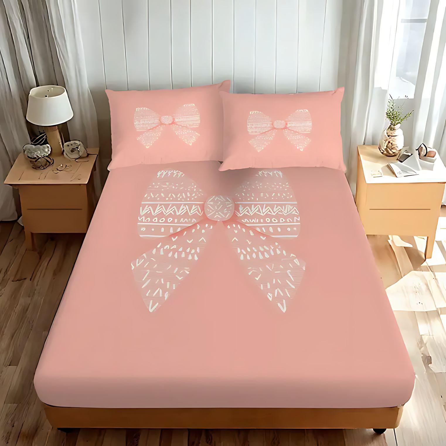 TEMU / JIT transfronterizo rosa arco de impresión digital HD cama de cama de cama de cama de cama