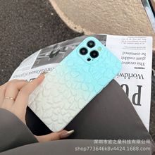 硅胶立体花瓣适用于iphone14promax手机壳梦幻彩色苹果13渐变软壳