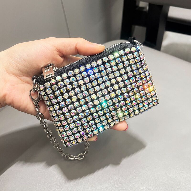 2025 New Chain Bag Women's Fashionable Diamond-Encrusted Trendyy Versatile Coin Purse Lipstick Bag Niche Bag