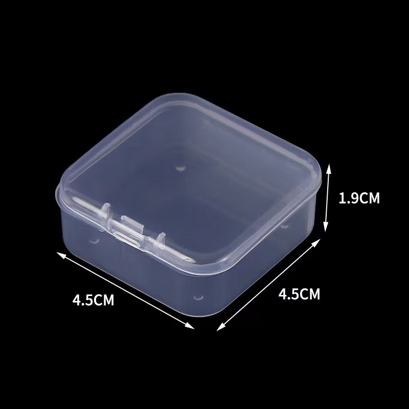 4,5 cm cuadrado caja transparente caja de plástico tapones para los oídos caja de gancho botón caja de joyería caja de herramientas de hardware