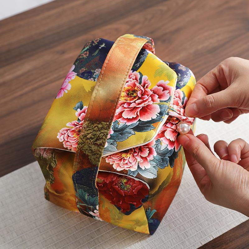 Ceremonia del té accesorios bolsa de tela Taza Express portátil de viaje juego de té bolsa de almacenamiento taza de té tetera bolsa de embalaje una olla dos tazas bolsa