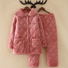 2023新款大码珊瑚绒女士睡衣加厚家居服冬季卡通甜美可爱一件代发