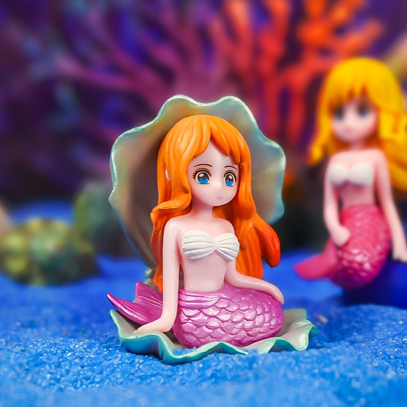 4 tipos de colgantes de sirena, decoraciones de pastel de princesa con conchas de sirena, decoraciones para acuarios, micropaisajes al por mayor