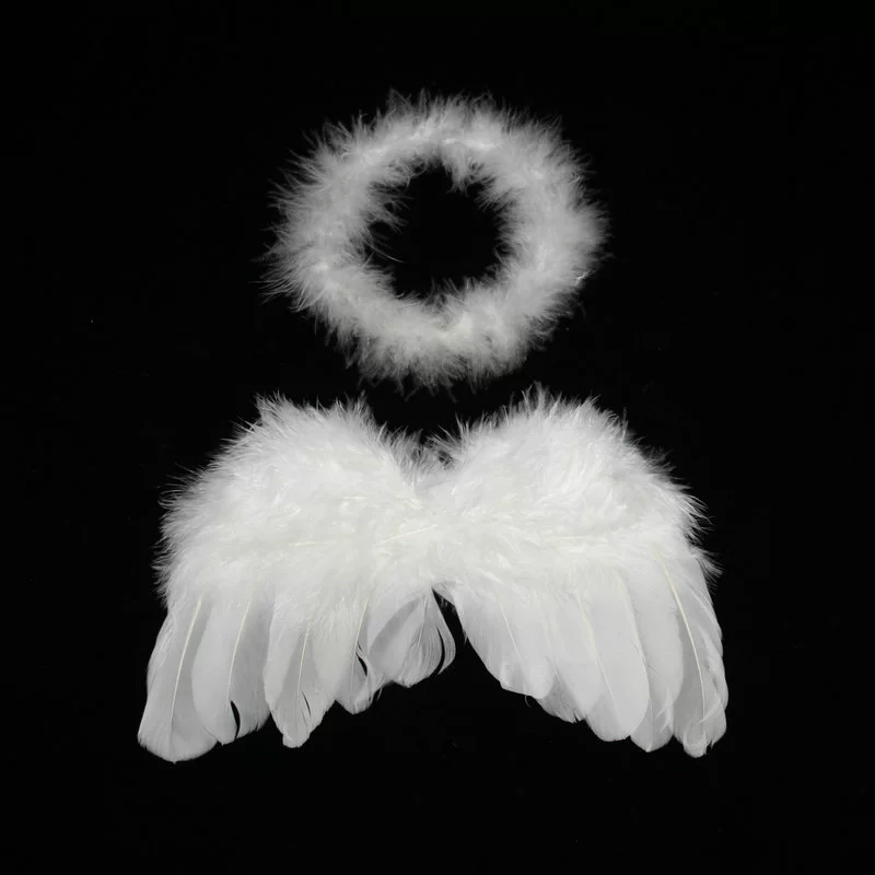 Фотопроп Angel Wings, набор перьевых ореолов для малышей, размеры 20×16 и 28×16 см