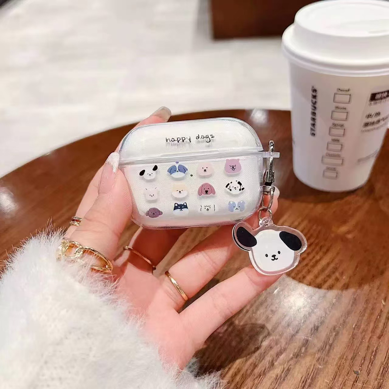 Feliz y lindo gato perro ins Creative airpods 4 auriculares estuche pro2 bluetooth estuche suave transparente