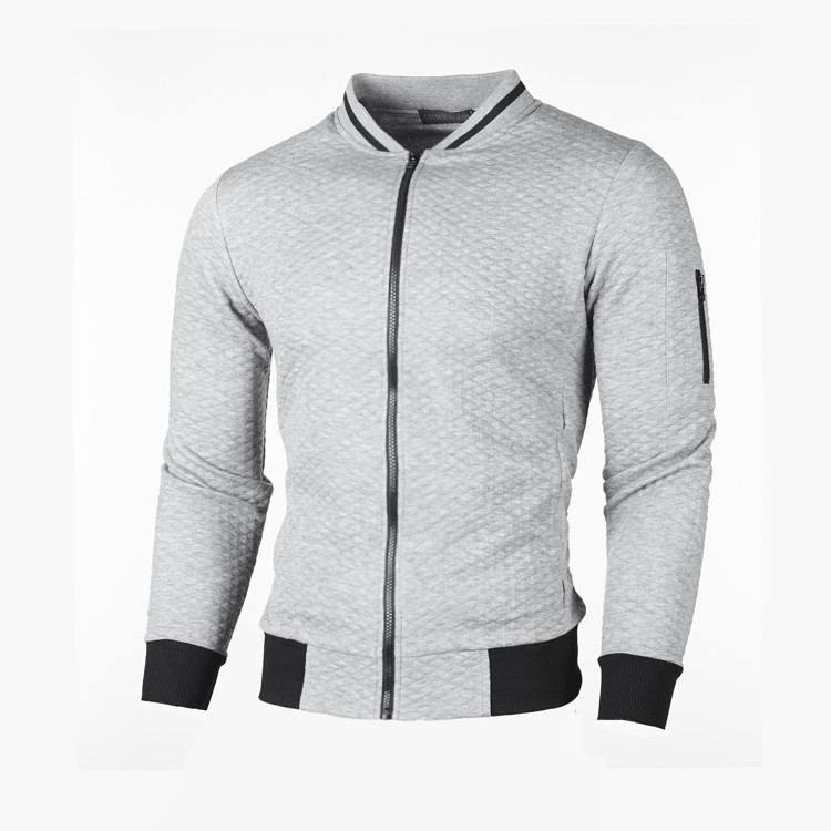 Herrenbekleidung, neues Sweatshirt mit Reißverschluss und Stehkragen, Sweatshirtjacke, lässige karierte Strickjacke für Herren_voghion.com