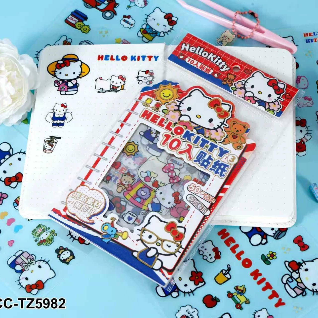 Наклейки (Hello Kitty) 5982 — 10 шт. в упаковке, красно‑синяя серия, для учеников, дисплей 40 шт.