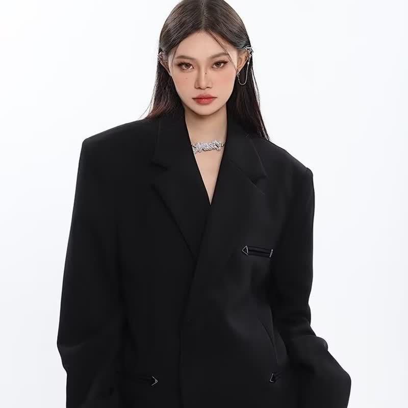 Black Waist Slimming Suit Jacket for Women Spring & Fall New Korean Style Design Slim Casual Elegant Suit Top