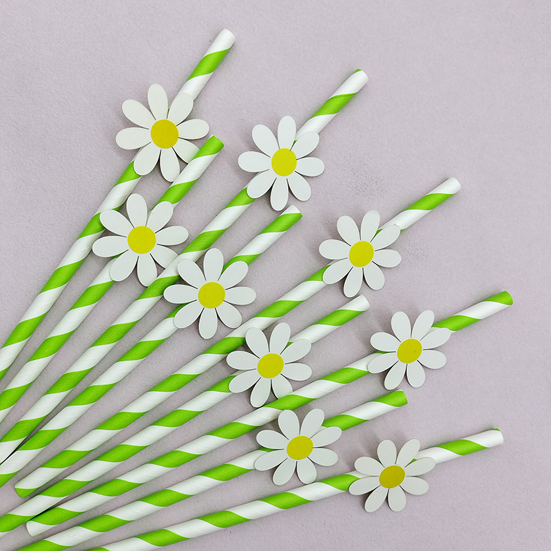 Flores de paja decoración fiesta papel paja margarita desechable postre pastel bar bebida paja
