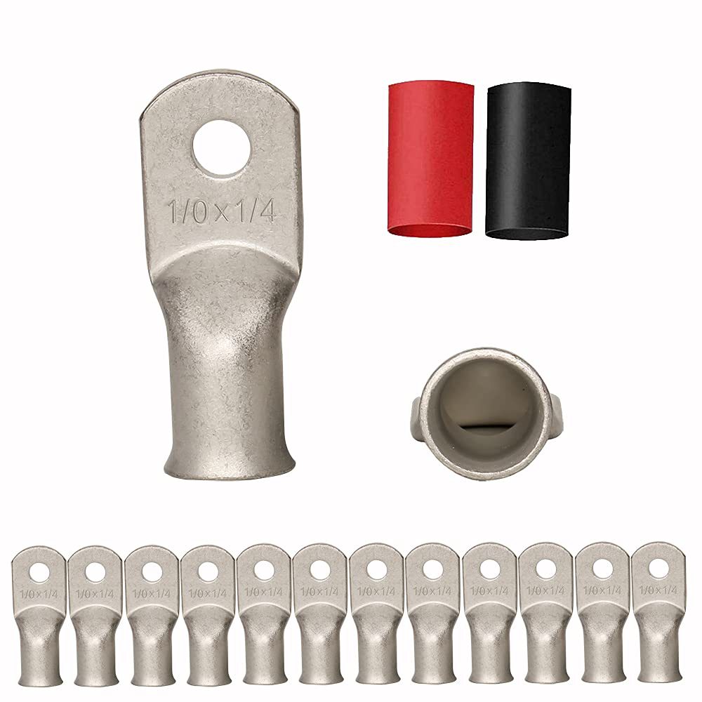 12PCS 1\/0x1\/4 Tinned Copper Ring Terminal Connectors 1\/0