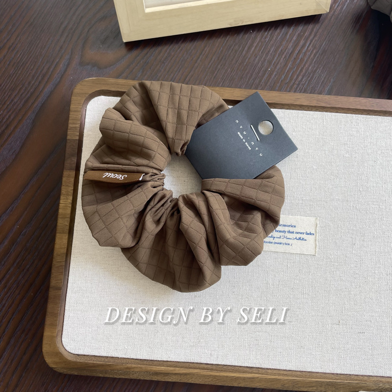 브리티시 체크무늬 머리끈 다크커피 (카드별매)