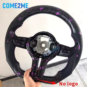 Purple Forged Carbon Fiber Steering Wheel with Patch for BMW M3 M4 M5 F21 F22 F31 F32