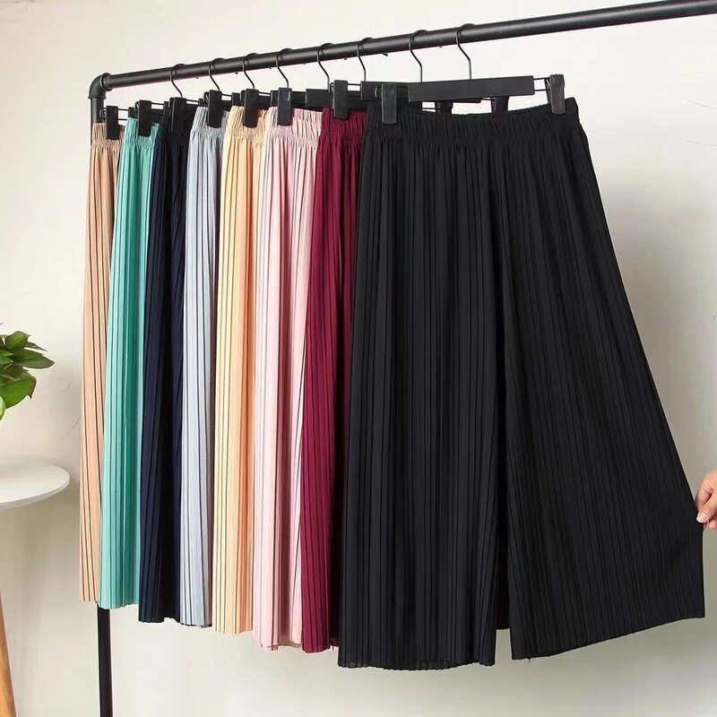 2026 Spring/Summer Thin Textured Women's Casual Pants Fashionable Pleated Wide-Leg Pants Nine-Quarter Loose Straight Pants Wholesale