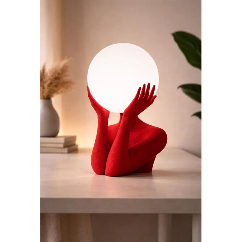 Sculptural Sphere Table Lamp, Modern Bedside Serenity Style, Artistic Ambiance Lighting, Minimalist Decoration 14inch