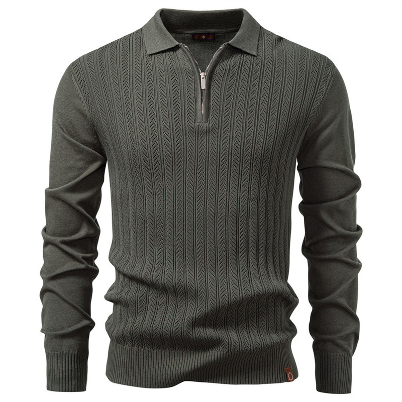 Men's Long-Sleeved Zipper 2025 Men's Business Casual Knitwear Half Knitwear New Thin Cross-Border Knitwear Autumn and Winter
