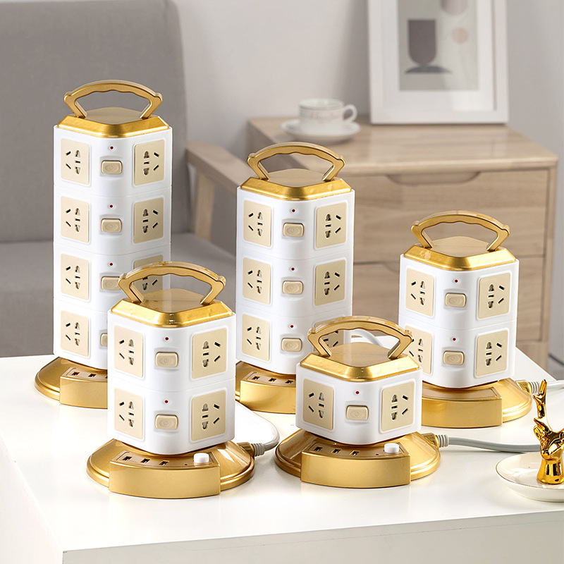 智能立式插座面板多孔多功能带usb充电塔型插排家用排插线接线板