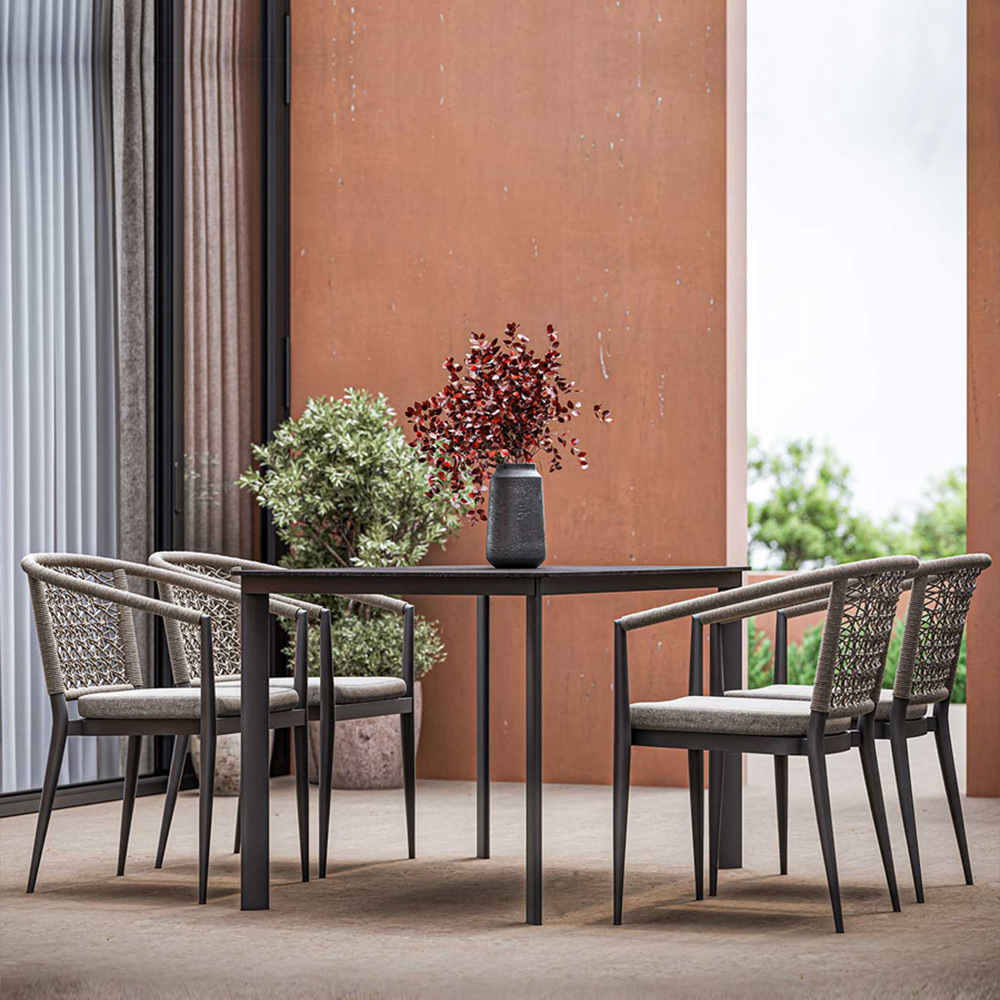 Outdoor dining table and chairs Nordic balcony aluminum courtyard simple leisure small rattan woven three-piece set outdoor furniture