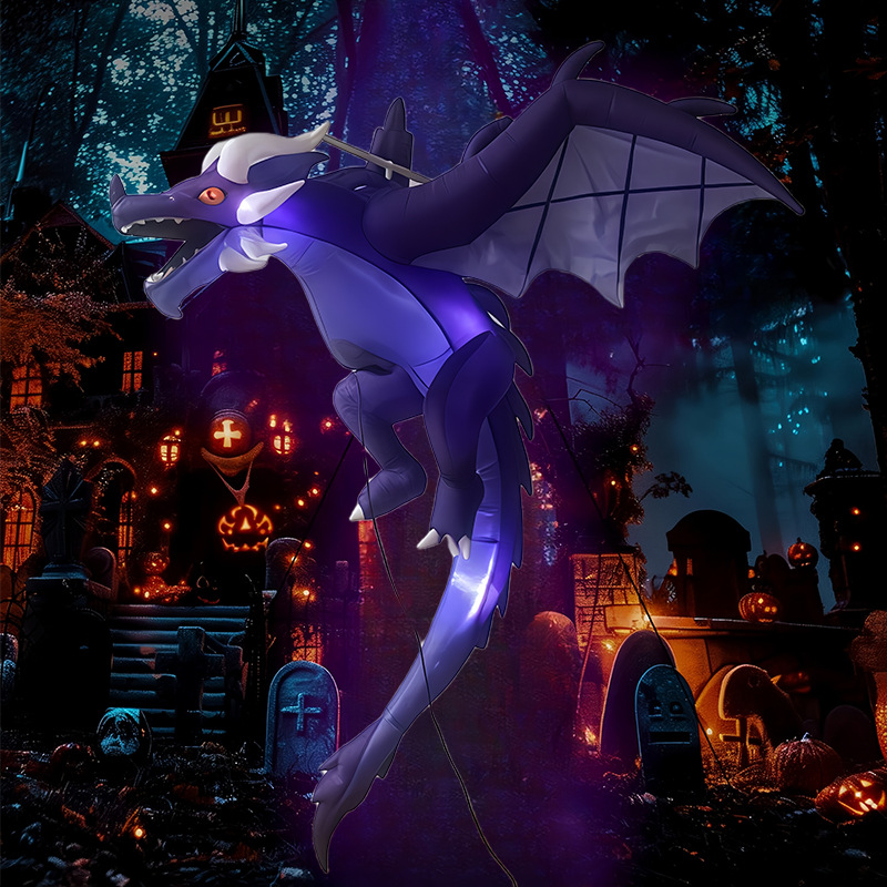 1.9 Mi Halloween Dinosaurio inflable modelo de aire LED luminoso colgando caballero dragón americano decoración de jardín decoración