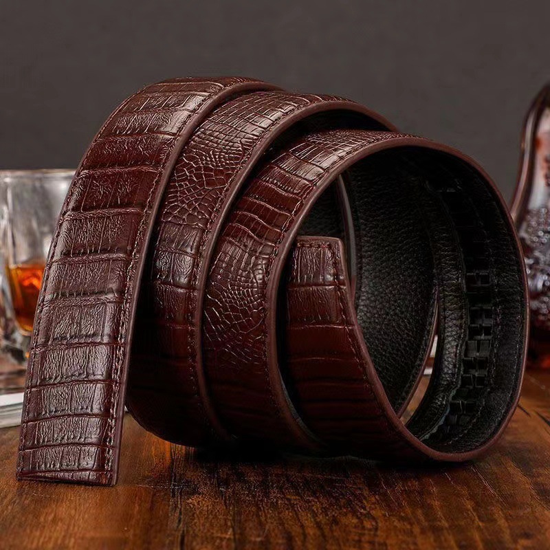 Men's Leather Belt Crocodile Pattern Versatile Casual Belt_voghion.com