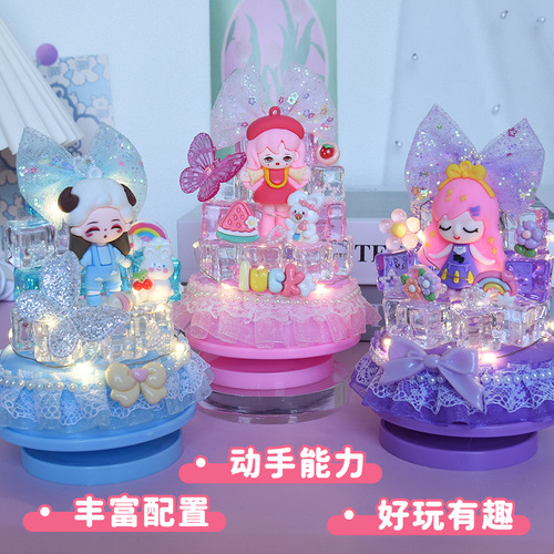 Children's Cream Glue Handmade DIY Music Box Night Light Kindergarten Girls Birthday Gift Decoration Brainy Toy