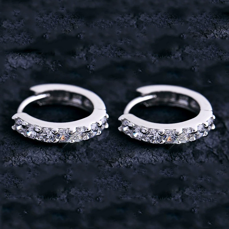 Серьги корейского стиля с цирконами, отделка из серебристоподобной мягкой меди и латуни