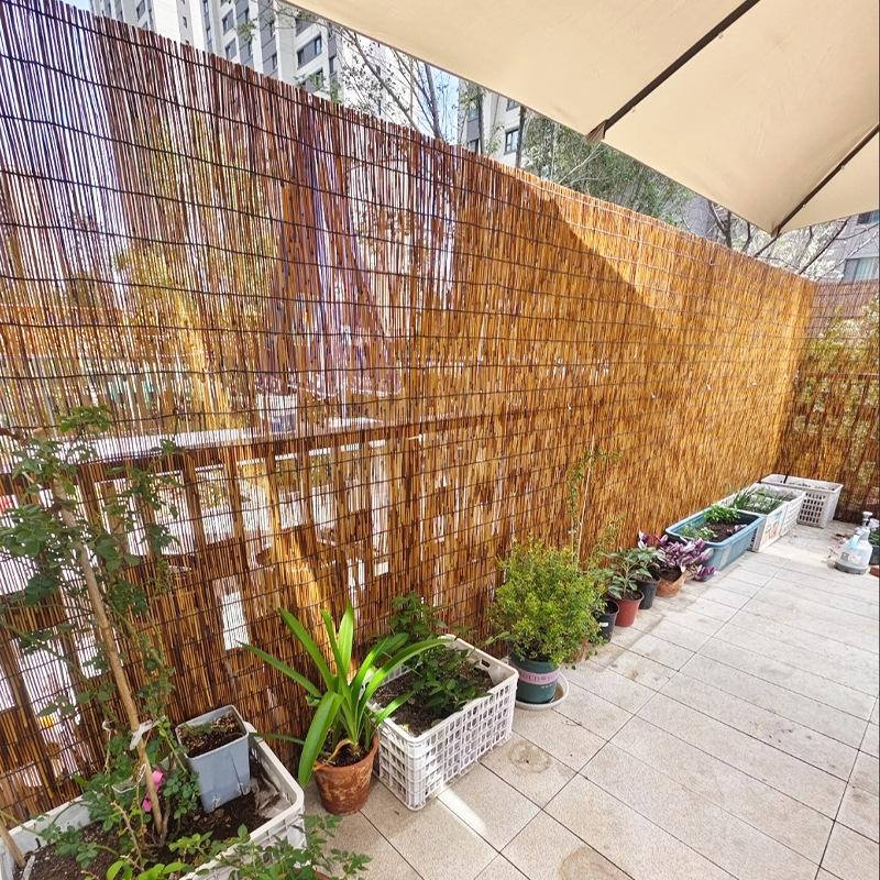 Customized Reed Straw Curtain Outdoor Full Blackout Curtain Windproof Roller Blind Window Decoration Partition Hanging Curtain Straw Mat Door Curtain Shielding