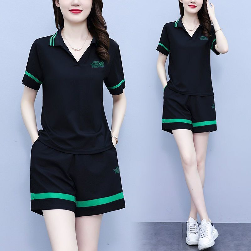 Sports Casual Suit for Women 2025 New Summer Wear Korean Style Trendy Ladies Fashionable Two-Piece Set for Summer