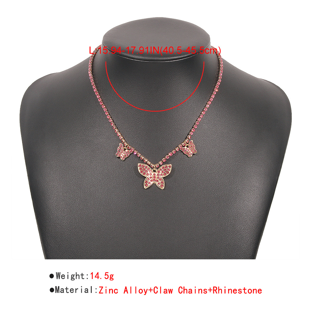 N9244 Personalized Hip Hop Diamond Butterfly Necklace Fashion Retro Artistic Necklace Europe and Ame