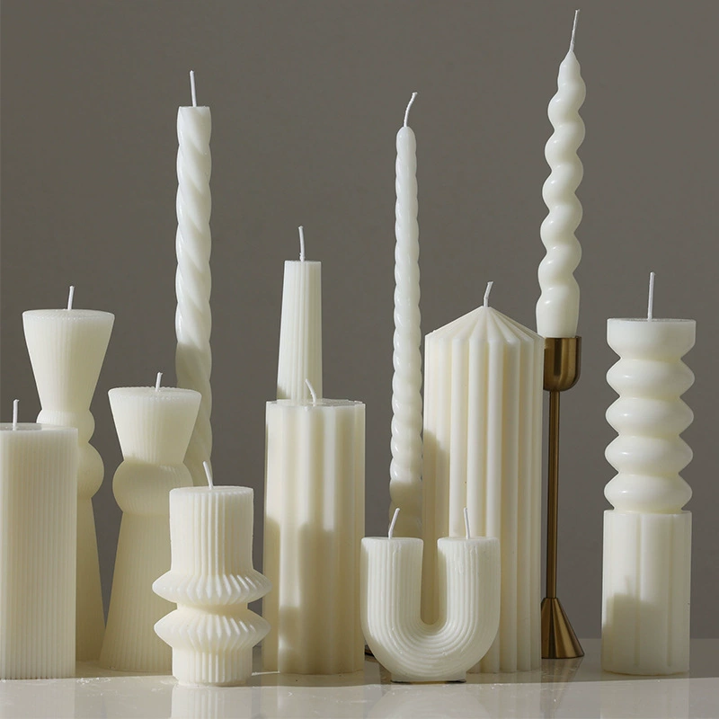 Aromatherapy candle handmade white geometric 40, nordic style decorative shapes