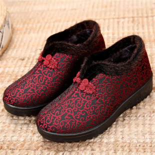 Winter Women's Cotton Shoes Old Beijing Cloth Shoes Women's Elderly Thickened Warm Mother Shoes Retro Flat Non-Slip Grandma's Cotton Shoes