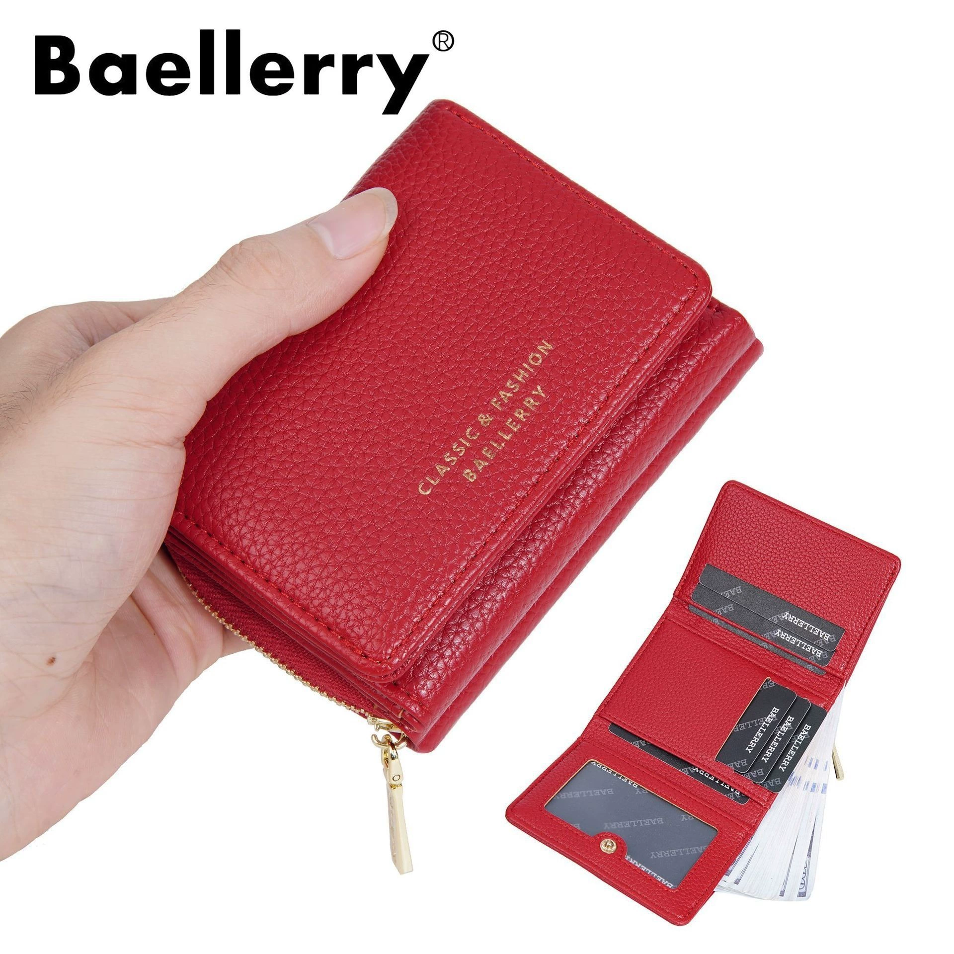 Короткий женский кошелек Baellerry, цепочка с молнией, держатель карт, сумка через плечо, (Cross-border trading), простой и элегантный дизайн