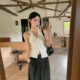 1070# Neck Vest Women's Summer Outer Wear Design Sense Niche Chic Beautiful Spice Girl Top with Chest Pad Outer Wear