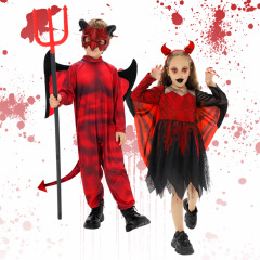 【新商品】国境を越えた人気のハロウィンコスチューム、子供用コスチューム、蜘蛛の巣、コウモリのマント、プリーツ魔女帽子