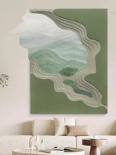 客厅沙发背景墙装饰画现代简约轻奢抽象木雕高档壁手绘挂画办公室