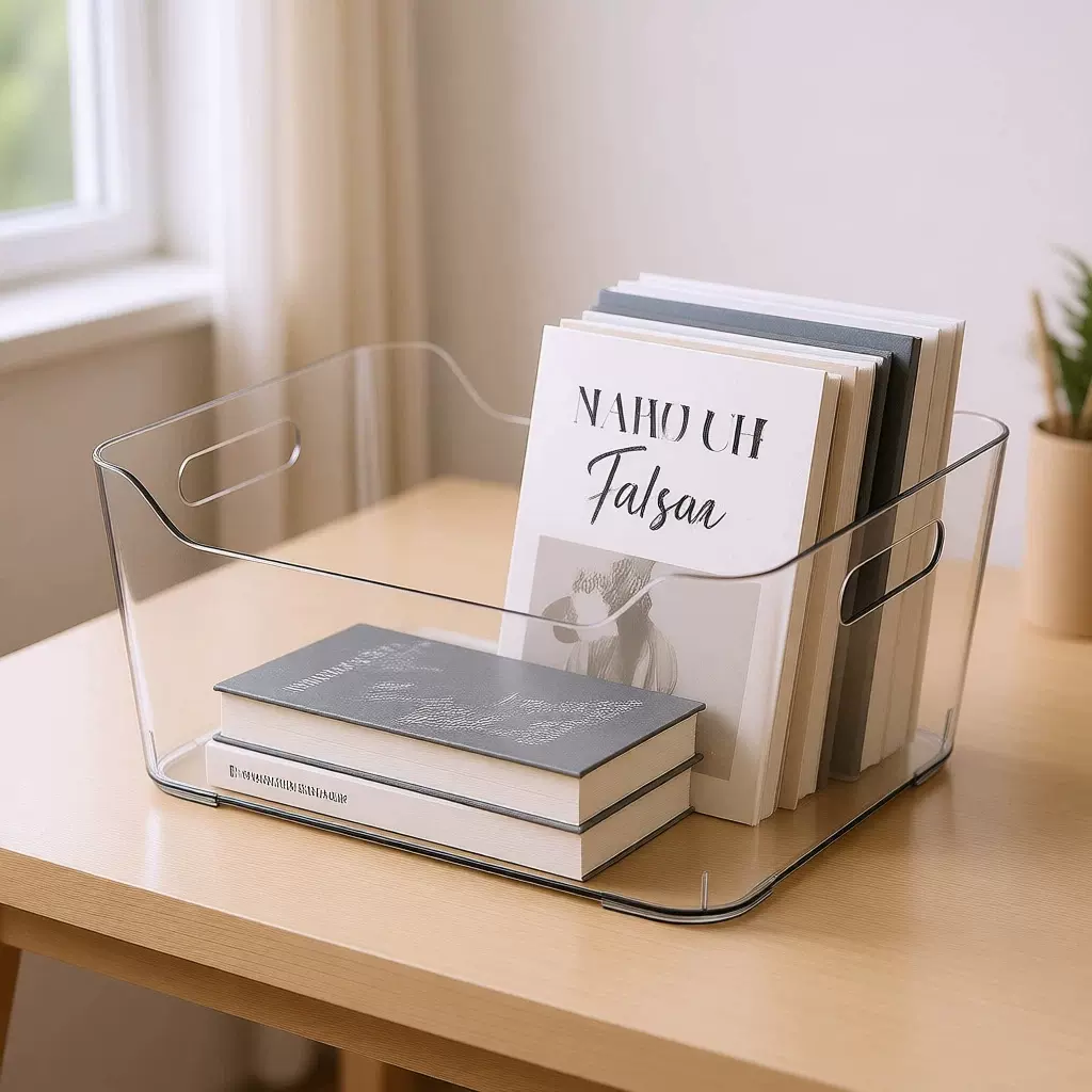 家用桌面杂物收纳盒透明收纳筐室内袜子衣物化妆品收纳整理置物篮