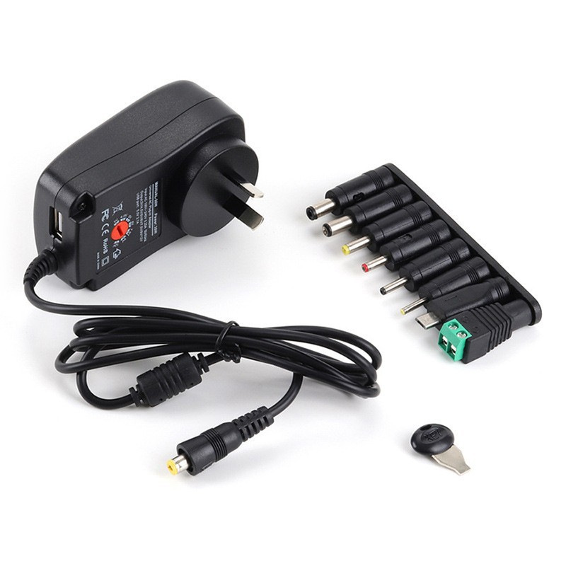 Fuente de alimentación ajustable 3V-12V adaptador 30W cargador de energía multifunción adaptador de corriente 8DC cabeza