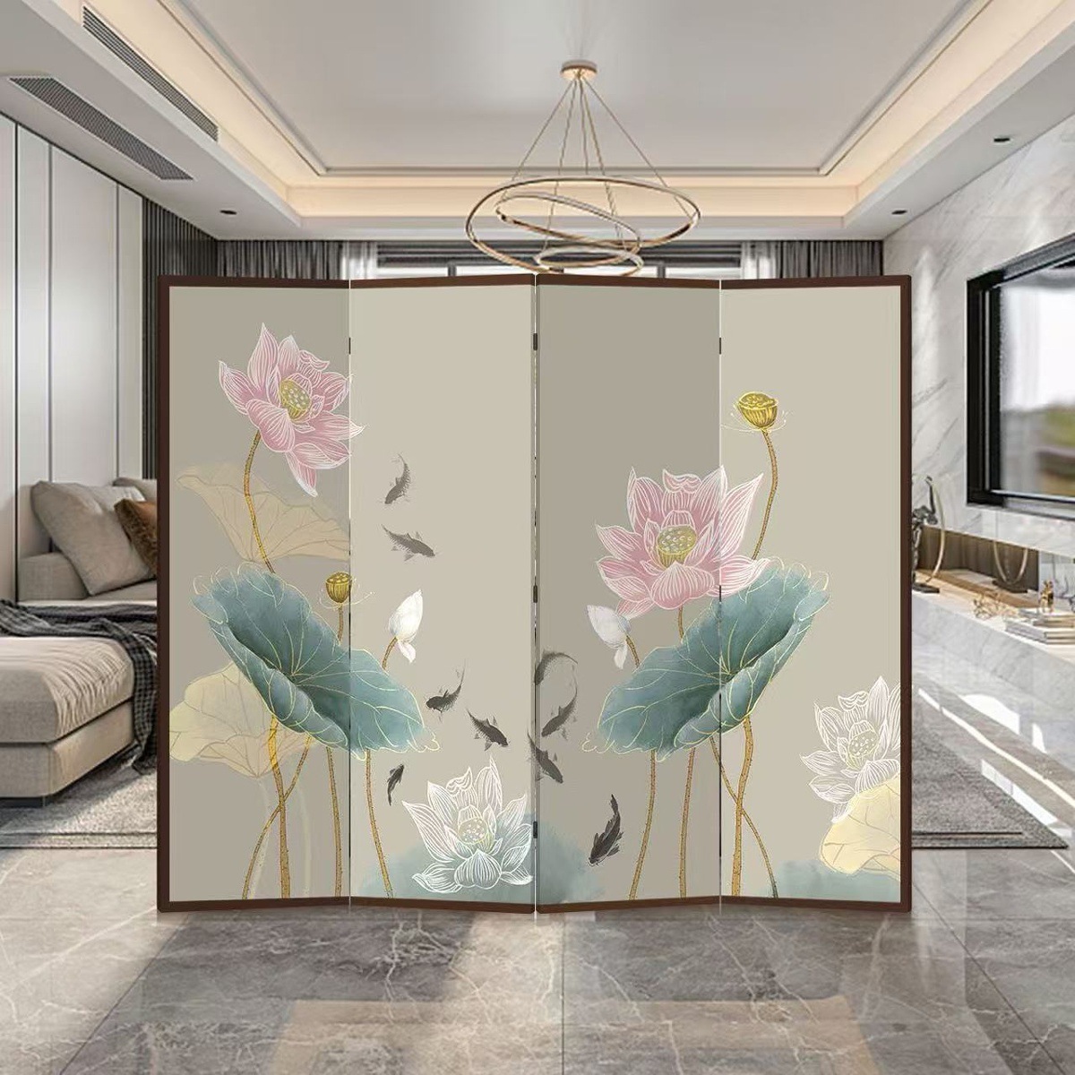 Nueva pantalla de estilo chino partición sala de estar cubierta sala de té decoración simple plegable móvil bambú doble cara pantalla plegable