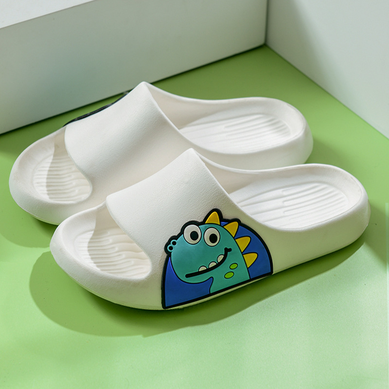 Pantuflas de dinosaurio para niños baño para niños baño interior antideslizante fondo suave bebé casa dibujos animados linda chica sandalias