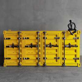 美式集装箱柜子复古工业风储藏柜个性创意铁艺餐边柜茶水柜工厂