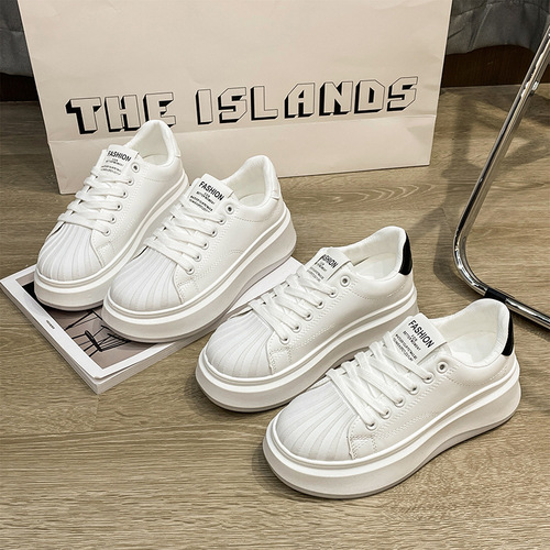 Spring and Autumn New Style White Shoes Women's Student Shoes Shell Toe Casual Sneakers Versatile Sports Flat Shoes