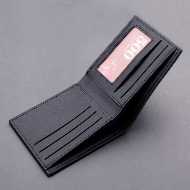 Yi Lu Ping Una cartera corta de los hombres de la licencia de conducir personalizada estudiante universitario simple ultra-delgada multi-tarjeta de la marca de moda billetera
