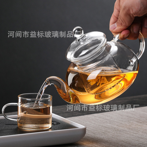 Thickened heat-resistant glass flower teapot cold kettle cold kettle household teapot filter glass liner Kung Fu tea set