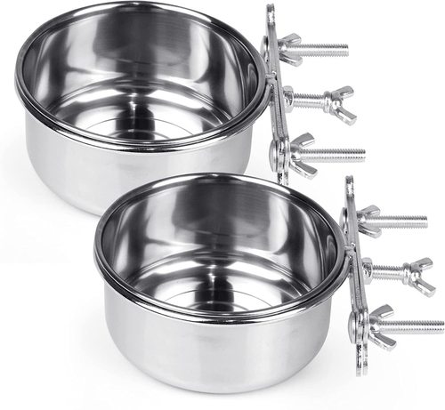 Parrot food cup stainless steel food bowl food box food bowl water basin water cup trough bird special feed anti-spill food cup