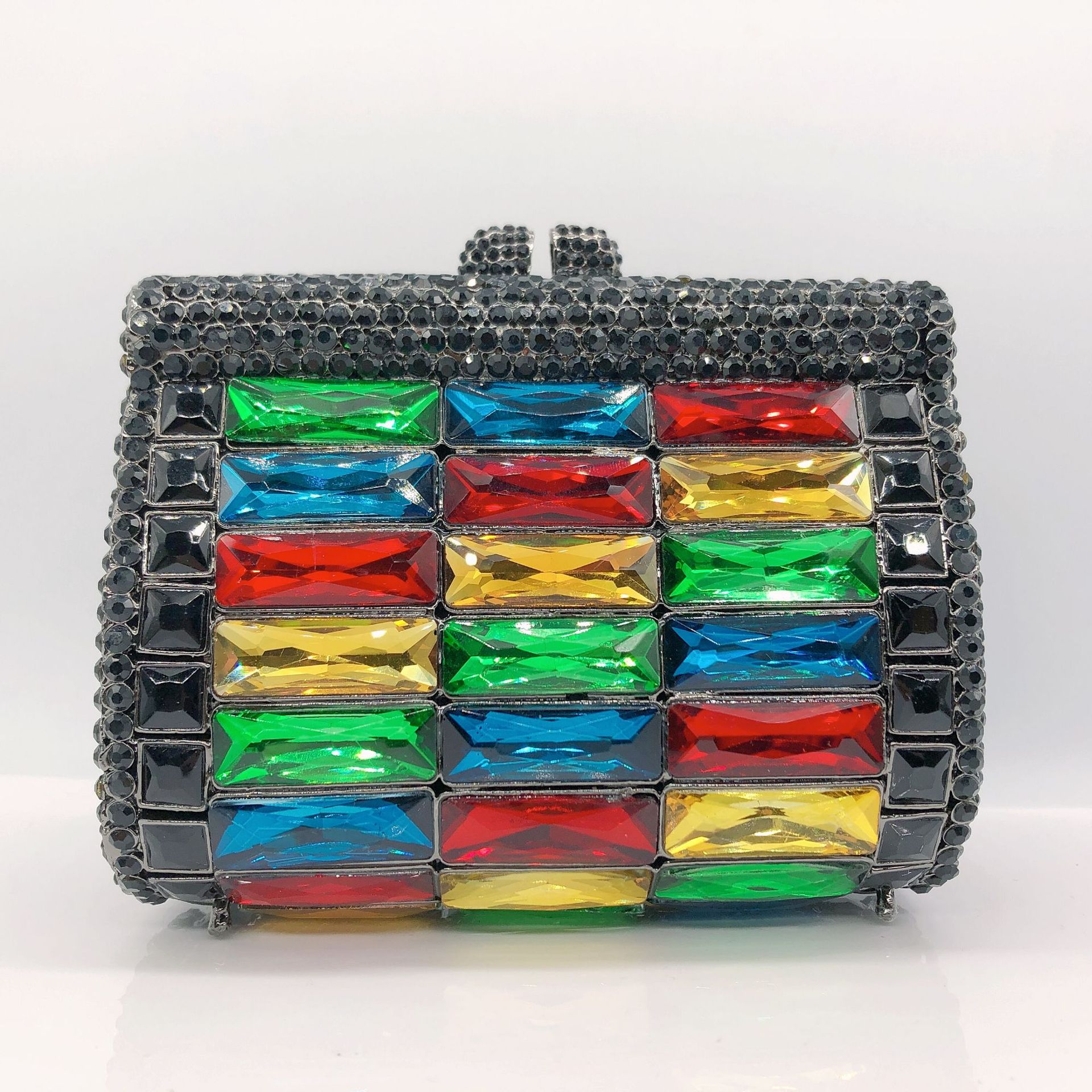 Túi clutch nữ đính đá rhinestone dạ hội cầm tay — Màu Sâm panh, Đế Vàng Kim Cương, Nền vàng kim cương trắng, Vàng kim AB chi tiết 2